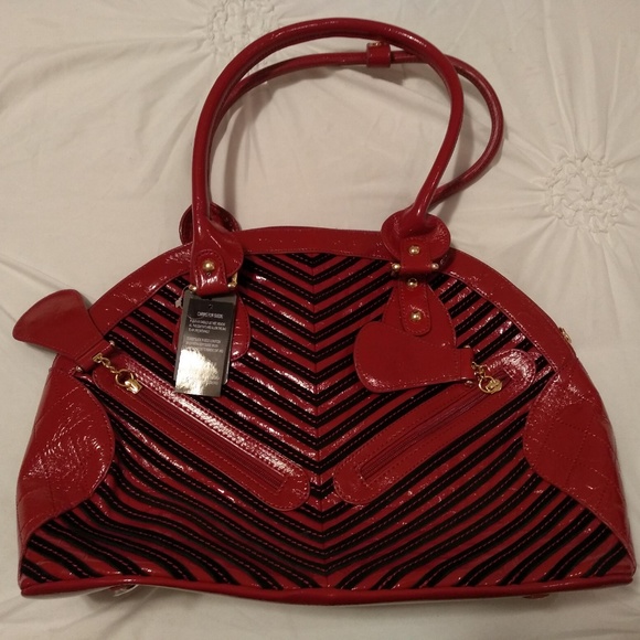 Red and Black leather Sharif Handbag with tags - Picture 5 of 7